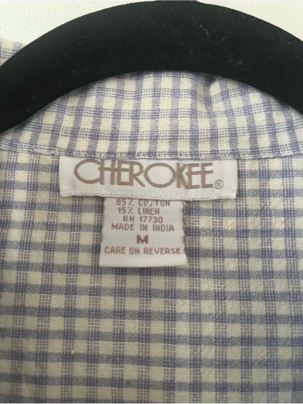Vintage Purple Gingham Midi Shirt Dress Medium Cotton Linen Cottagecore Farm - Picture 4 of 4